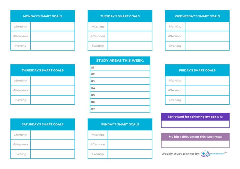 Study planner with SMART goals for more effective revision
