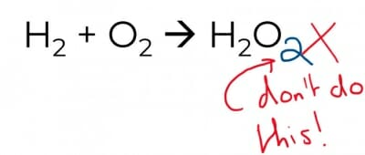 A chemical equation balanced by changing subscripts is not allowed